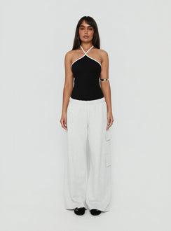 Azara Contrast Arrowneck Bodysuit Black / White