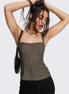 Nylen Tailored Suiting Top Brown Pinstripe