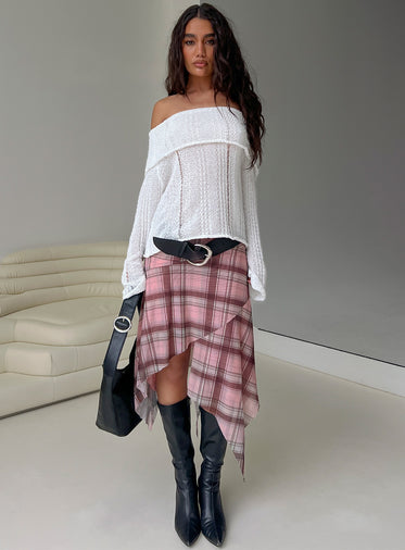 So Gone Off Shoulder Knit Sweater White