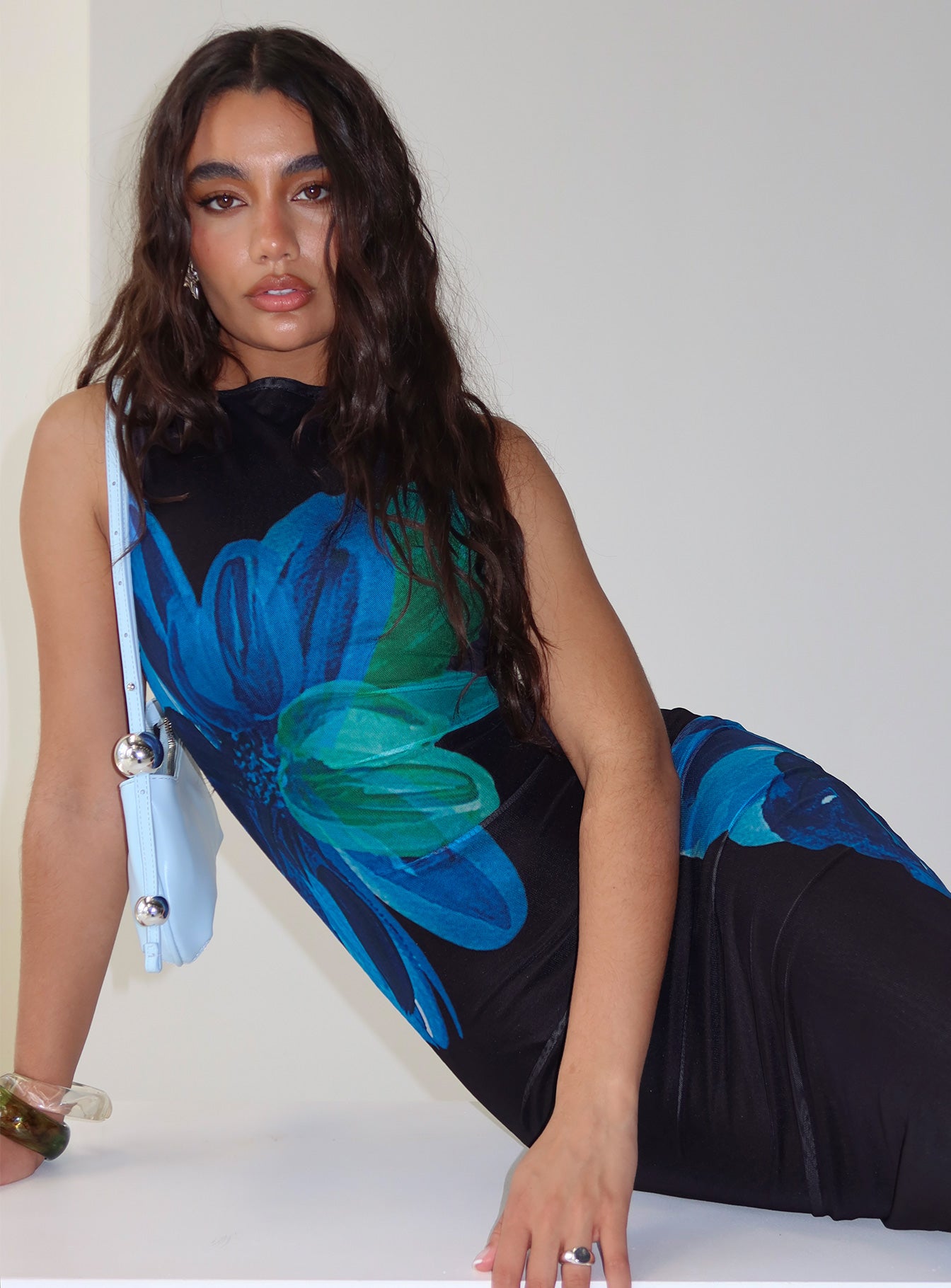 fayola printed maxi dress Fayola Printed Maxi Dress in Watercolour Navy