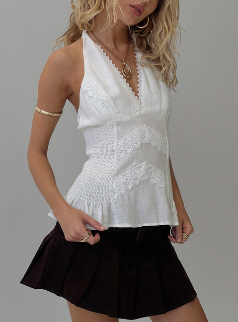 Follow Through Lace Trim Cami Top White