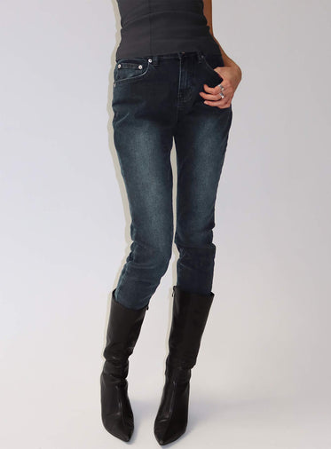 Illyssa Mid Rise Skinny Jeans Washed Charcoal