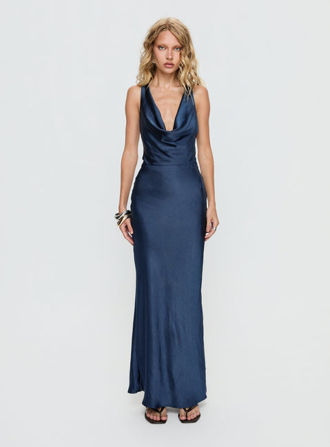 Aubrienna Cowl Neck Maxi Dress Navy