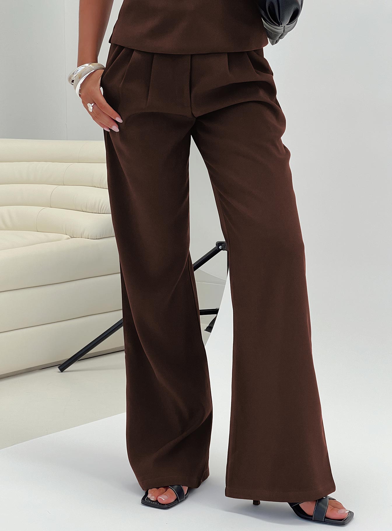 Ambient Wide Leg Pant Chocolate | Princess Polly Ambient Wide Leg Pant Chocolate | Princess Polly
