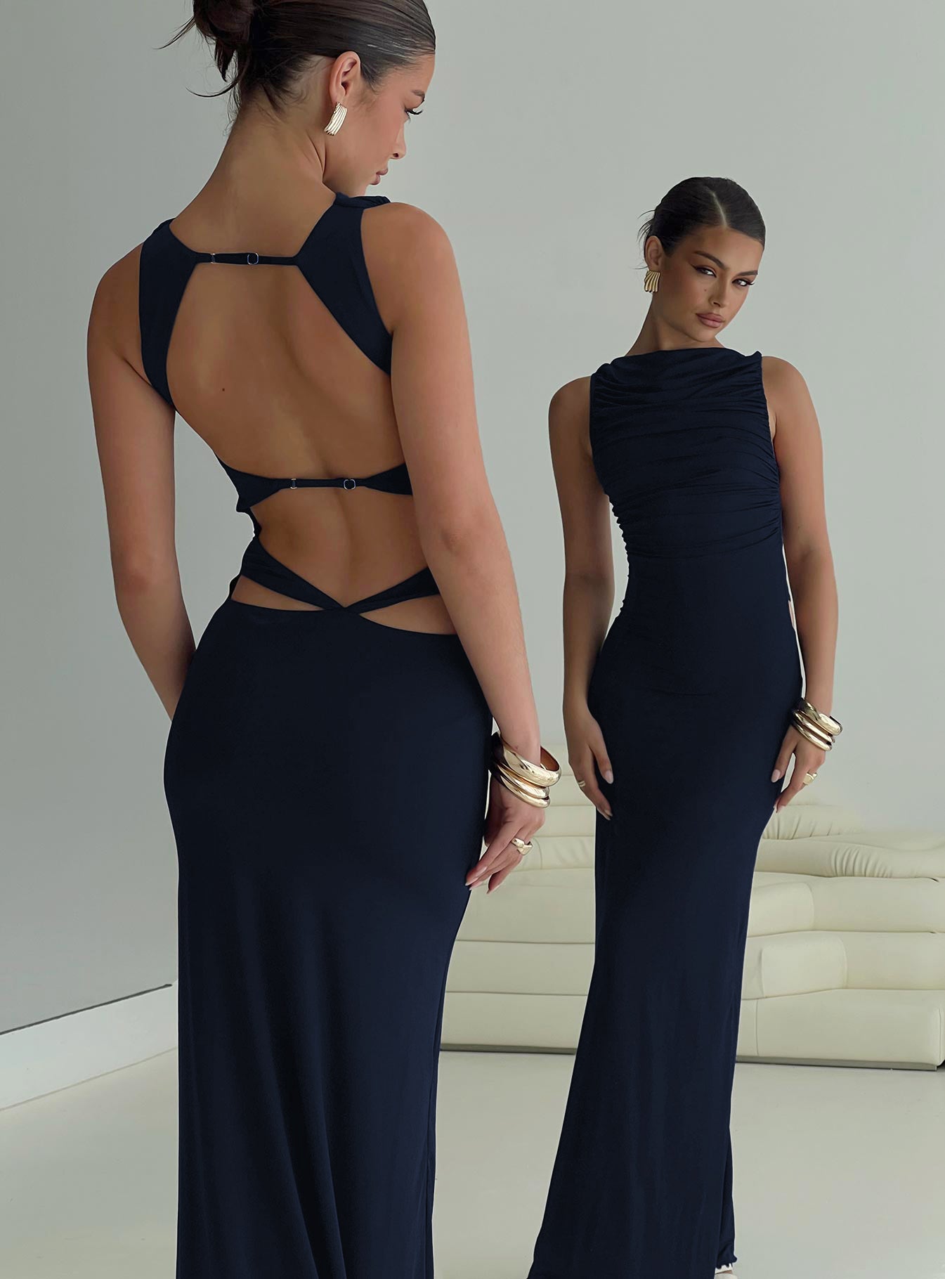 Undeniable Cut Out Maxi Dress | Navy | Womens | Princess Polly Lower Impact Undeniable Cut Out Maxi Dress | Navy | Womens | Princess Polly Lower Impact