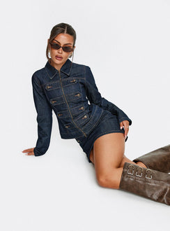 Cristen Cadet Buckle Denim Jacket Indigo