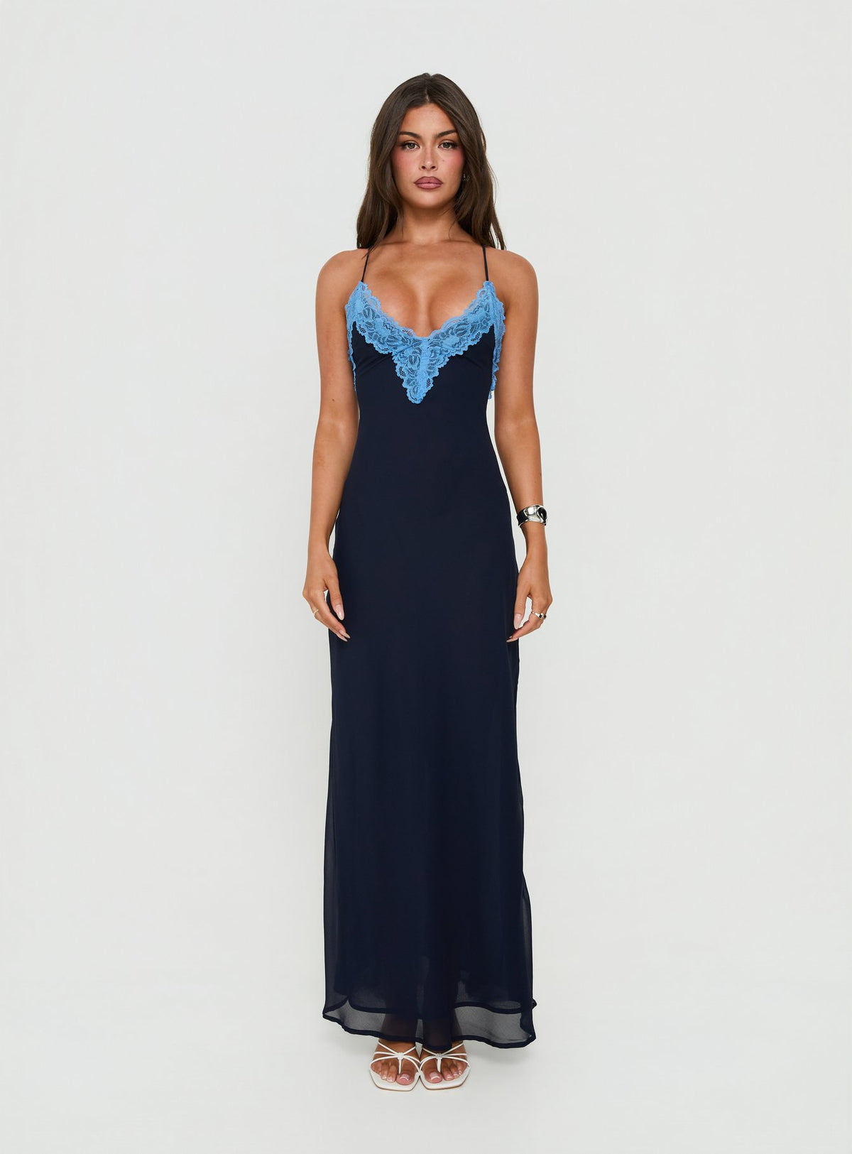 Call My Lover Lace Slip Maxi Dress Navy