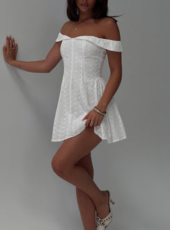 Rosebud Off The Shoulder Mini Dress White Petite
