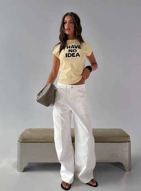 Mistree Mid Rise Baggy Cargo Jeans White
