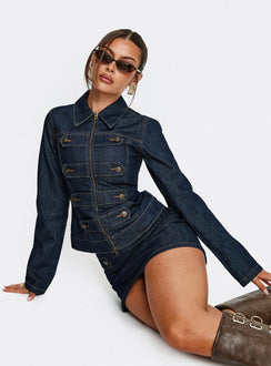 Cristen Cadet Denim Mini Skirt Indigo