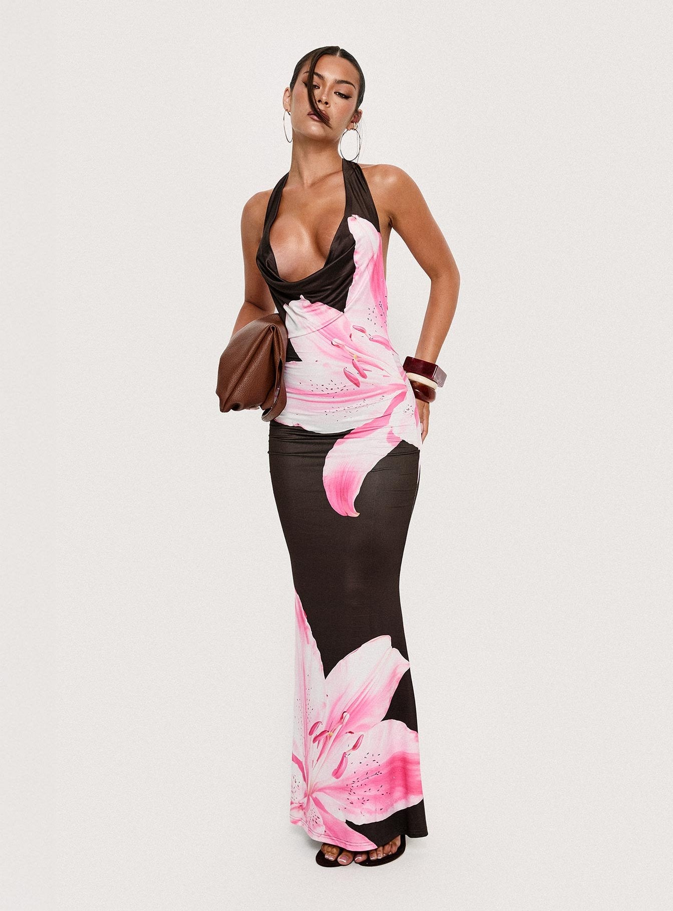 floral plunge maxi dress Cupshe Vacation Pending Tropical Maxi Dress - Multi