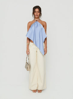 Lisada Halter Asymmetrical Top Blue