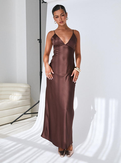 consideration maxi dress chocolate Alejandria Cowl Neck Maxi Dress Chocolate