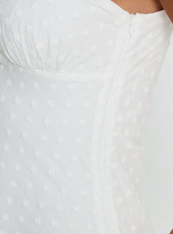 Thinking Bout You Lace Trim Sleeveless Mini Dress White