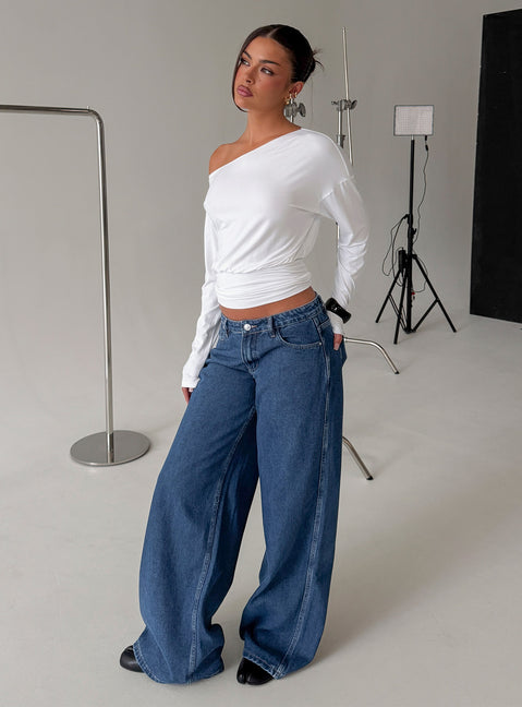 Ramos Low Rise Denim Jeans Dark Blue Wash