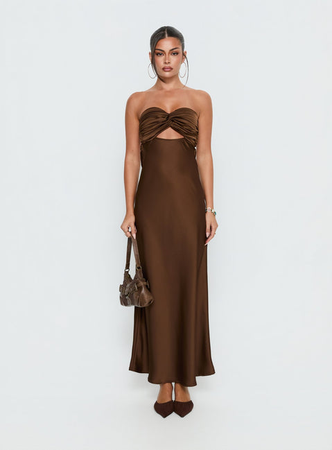 Faviola Strapless Maxi Dress Chocolate