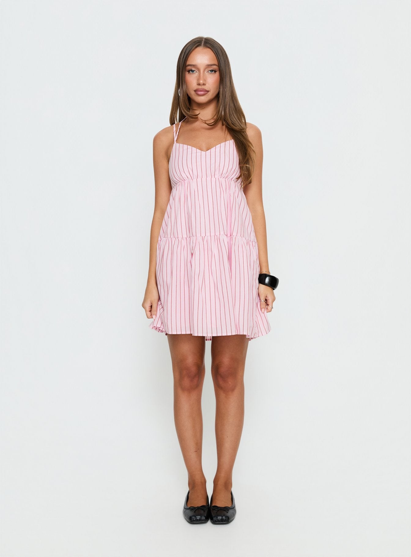 Elisabef Halter Mini Dress Pink Stripe | Princess Polly