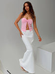 side view of model wearing Princess Polly Squeaky Strapless Top Pink Sleeveless Sweetheart 