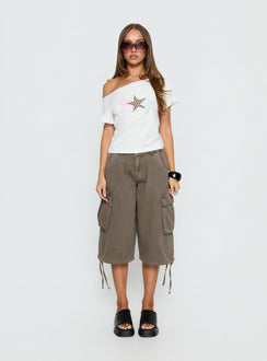 Starry Girl Loose Graphic Top White