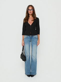Alyss Ultra Low Rise Flared Jeans Light Vintage Blue