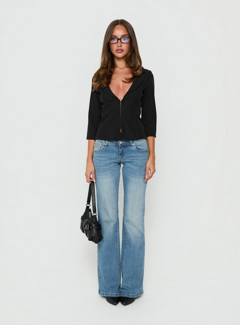 Alyss Ultra Low Rise Flared Jeans Light Vintage Blue