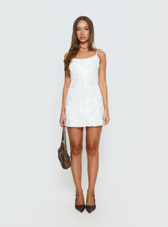 Kareina Scoop Emrboidered Mini Dress White