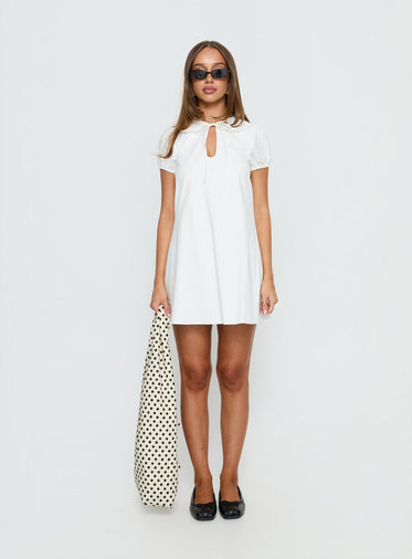open lace back dress Mikail Mini Dress White main image 1