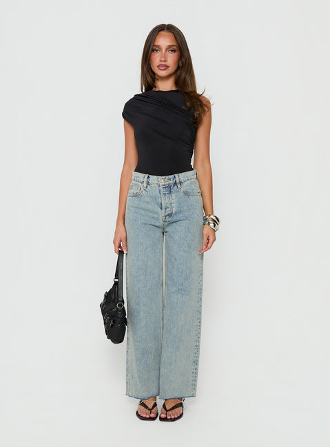 Fawcett High Rise Straight Leg Jeans Light Blue Wash