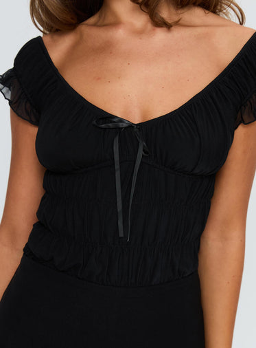 Ahead Of Myself Off Shoulder Bodysuit Black