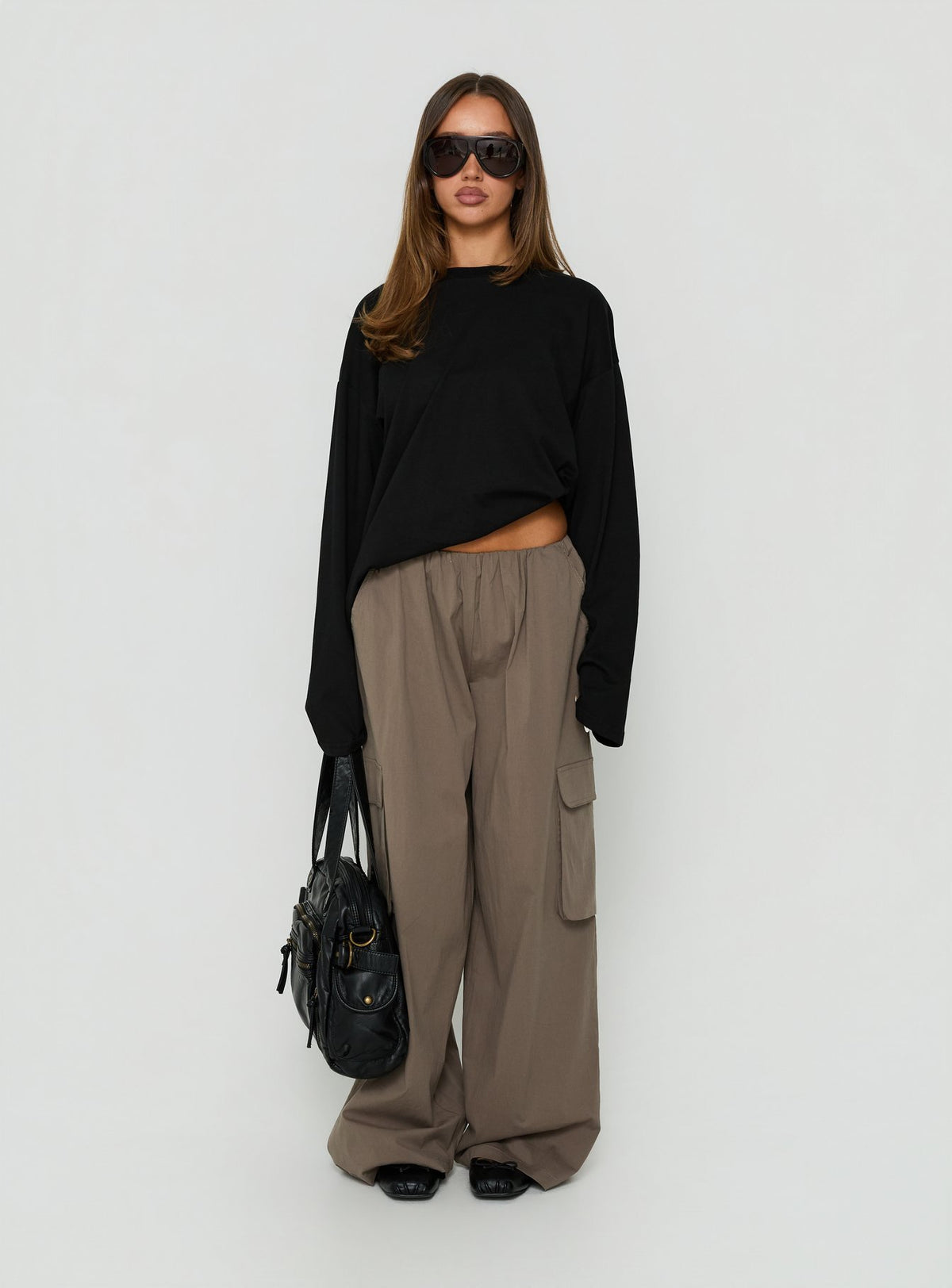 Lunea Concealed Waistband Cargo Pants Charcoal Petite