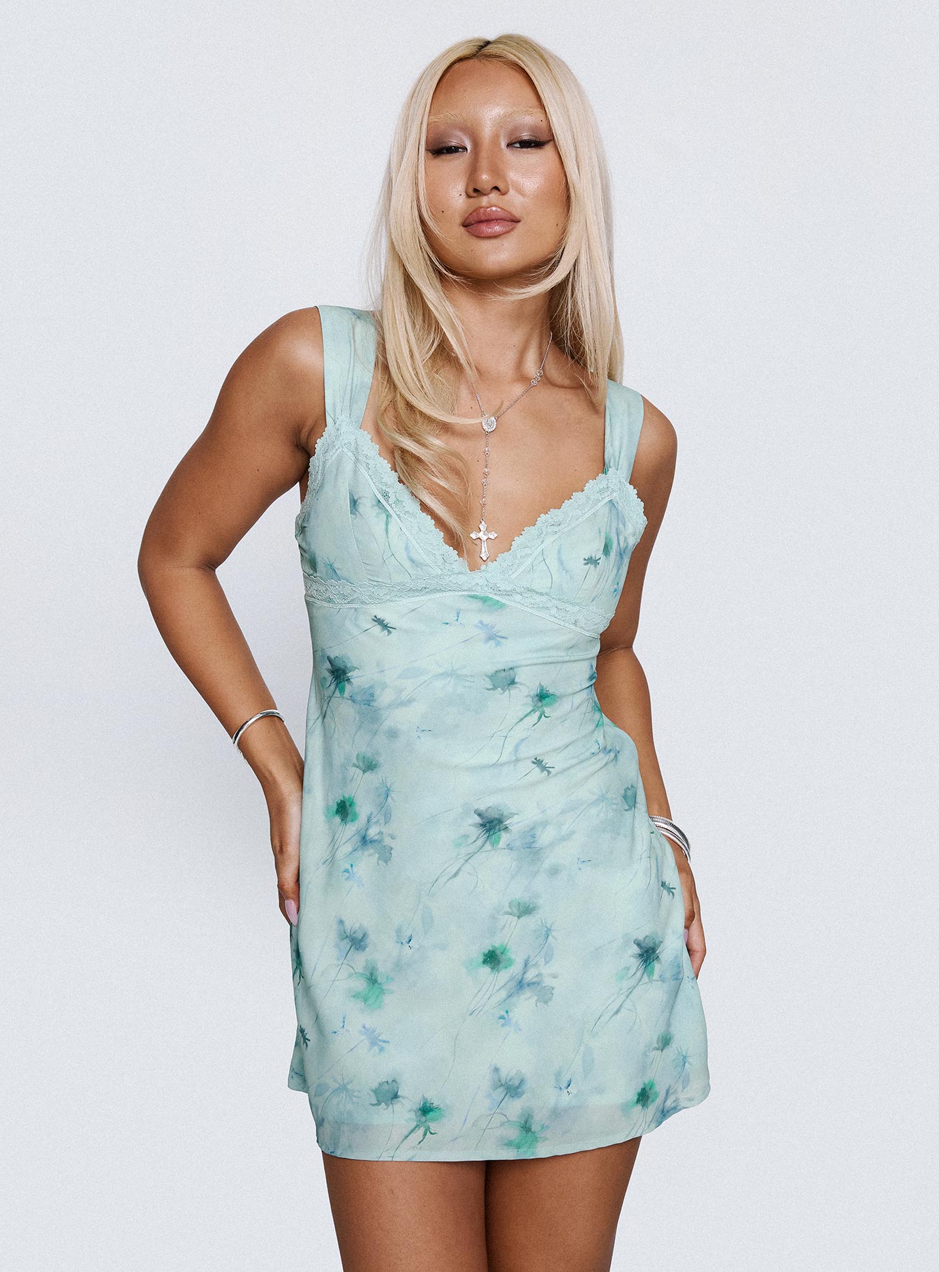 Love Beckons Mini Dress Blue Floral | Princess Polly Love Beckons Mini Dress Blue Floral | Princess Polly