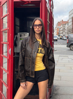 Jaxton Faux Leather Jacket Brown