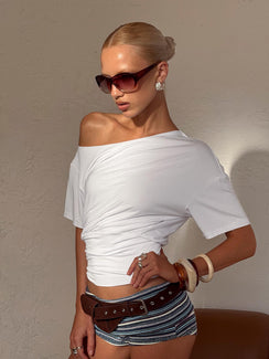 Ashlinn Off Shoulder Drapey Top White