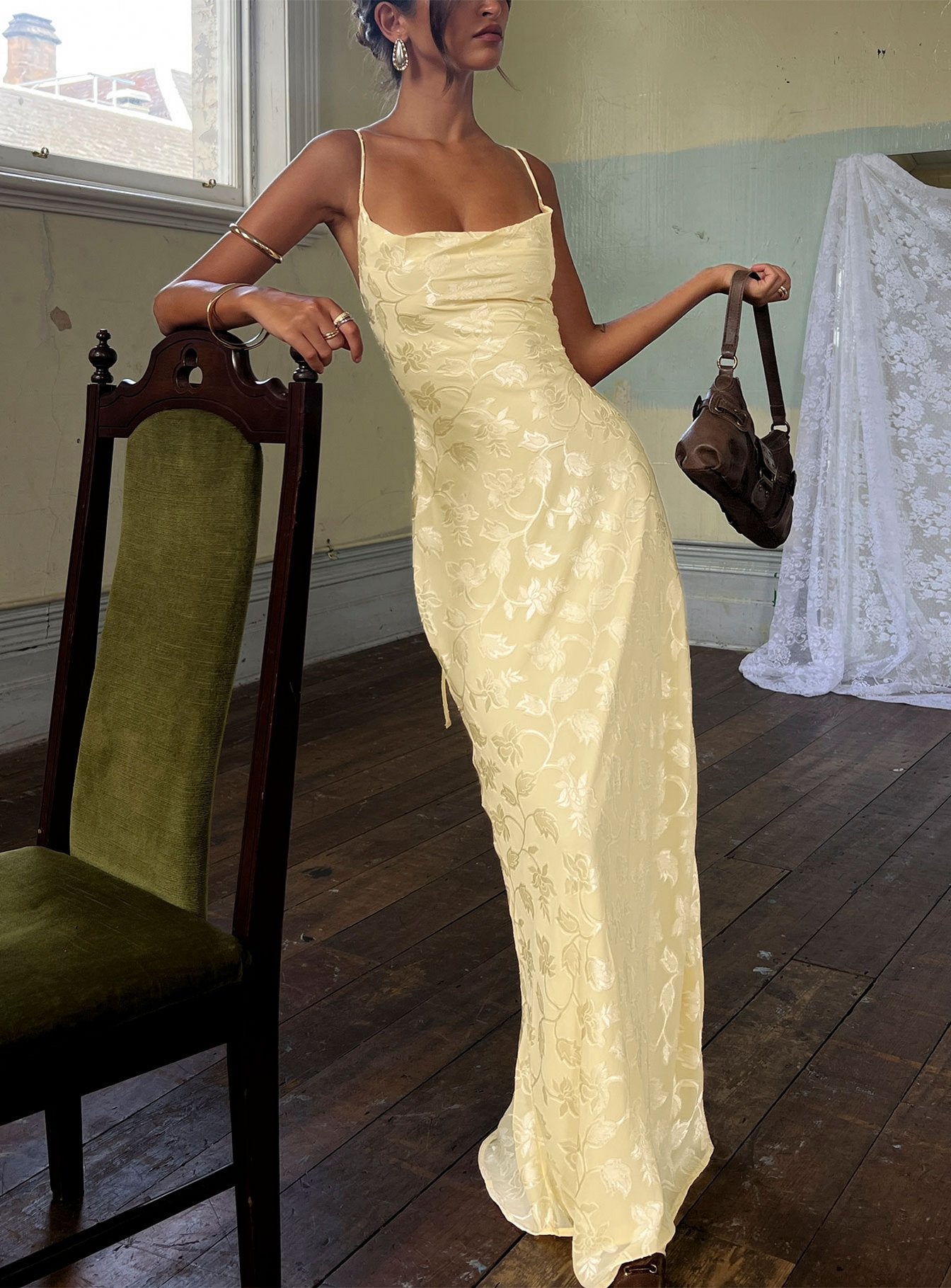 Celena Maxi Dress Lemon Burnout | Princess Polly Celena Maxi Dress Lemon Burnout | Princess Polly