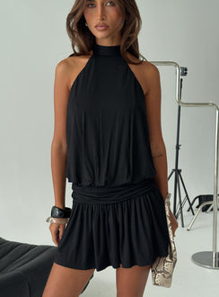 Lealeia Halter Slouch Mini Dress Black