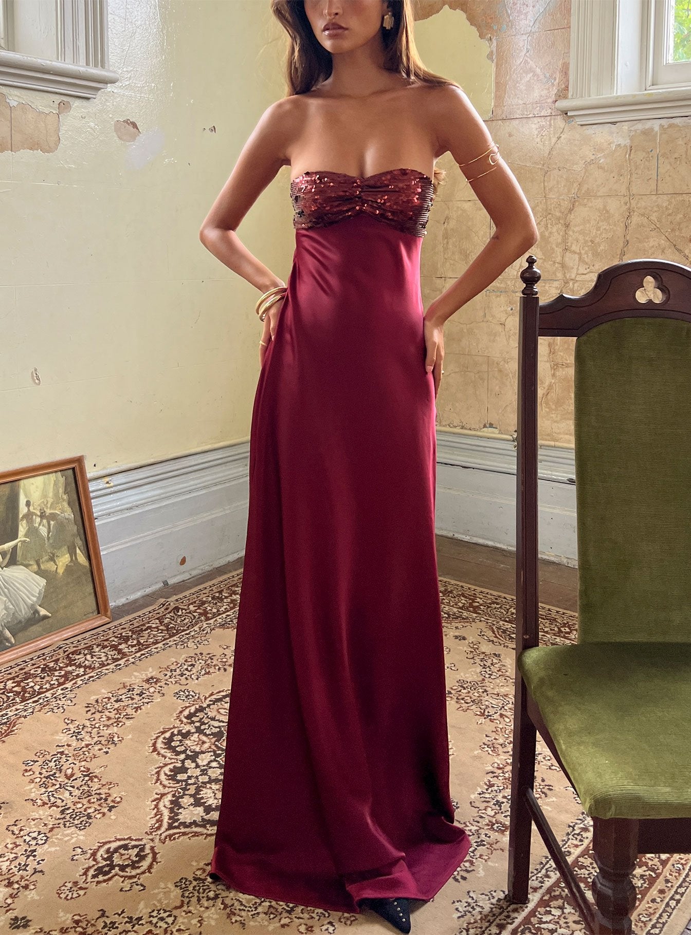 See The Vision Sequin Bust Strapless Maxi Dress | Burgundy | Womens | Princess Polly See The Vision Sequin Bust Strapless Maxi Dress | Burgundy | Womens | Princess Polly