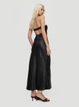 back view of model wearing Princess Polly Phillipa Strapless Maxi Dress Black Straight Neck 