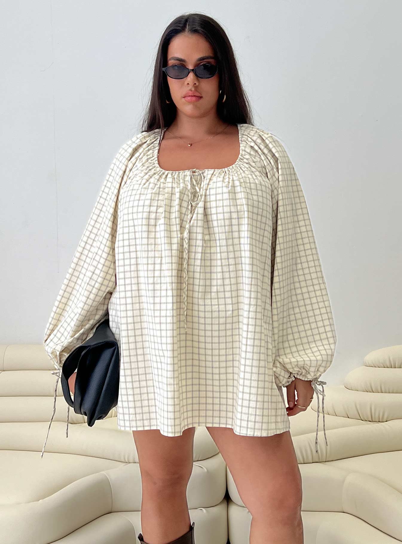Preacher Playsuit White Check Curve