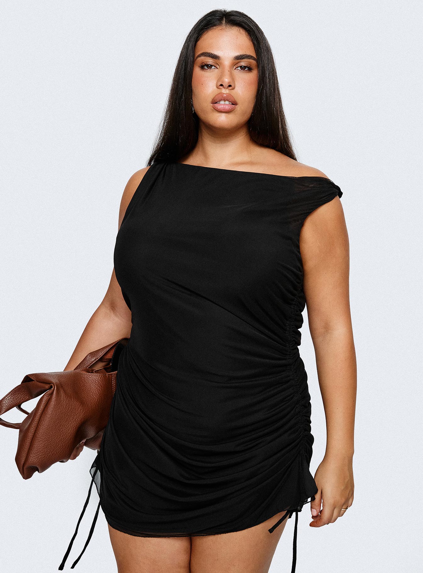 Bella Luna Ruched Mini Dress Black Curve | Princess Polly Bella Luna Ruched Mini Dress Black Curve | Princess Polly