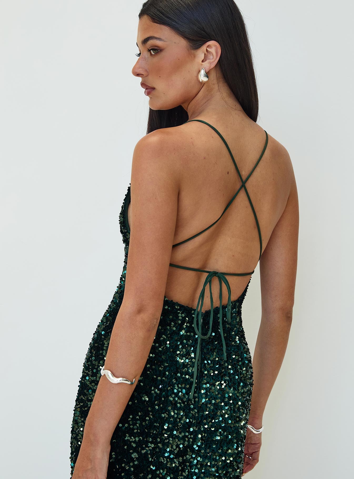 Charlette Sparkle Maxi Dress Dark Green | Princess Polly Charlette Sparkle Maxi Dress Dark Green | Princess Polly