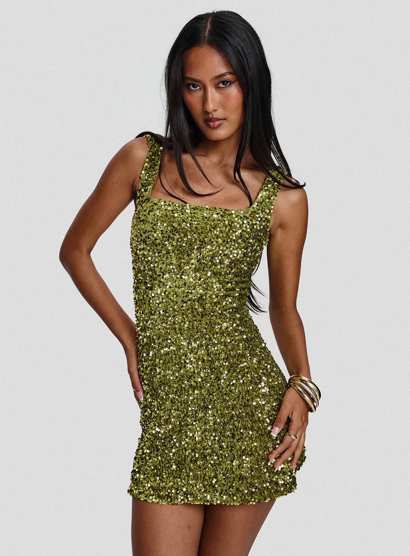 Miss Me Sequin Mini Dress Chartreuse | Princess Polly Miss Me Sequin Mini Dress Chartreuse | Princess Polly