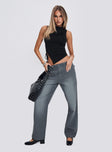 front view of model wearing Princess Polly Workwear Pant Petrol High Waisted Pants 