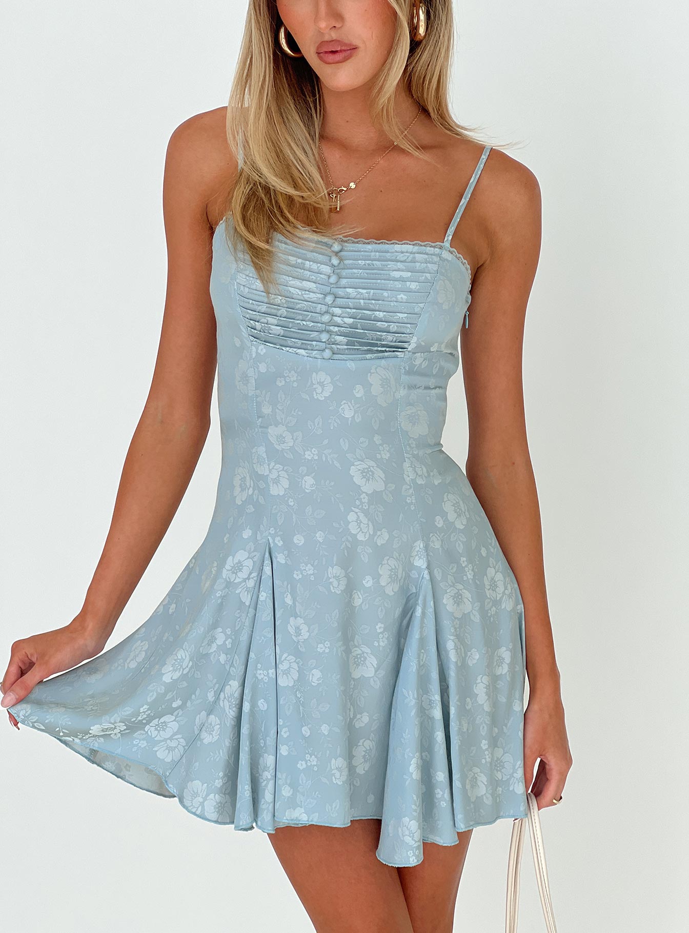 Bluebird Jacquard Mini Dress Blue | Princess Polly Bluebird Jacquard Mini Dress Blue | Princess Polly