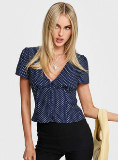 Isolda Top Navy Polka