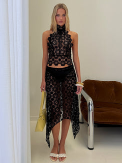 Trophy Sheer Halter Top Black