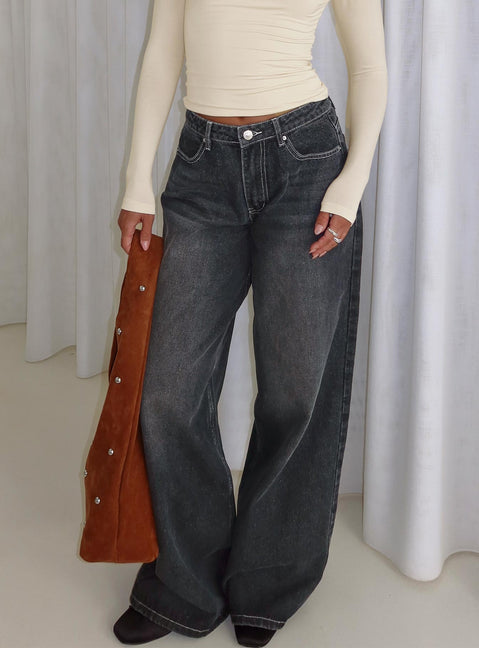 Naylor Wide Leg Jeans Grey Wash Petite