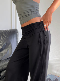Daily Define Ruched Tie Side Pants Black Petite