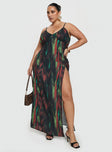 front view of model wearing Princess Polly Feather Maxi Dress Multi Curve Plunger 