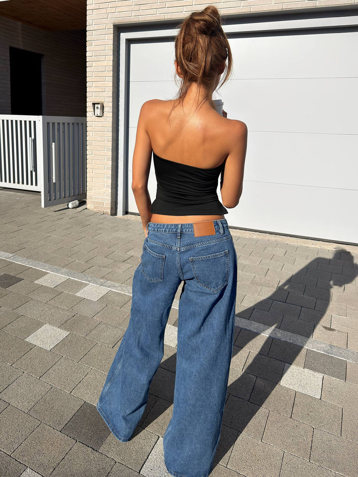 Ramos Low Rise Wide Leg Jeans Mid Blue Wash