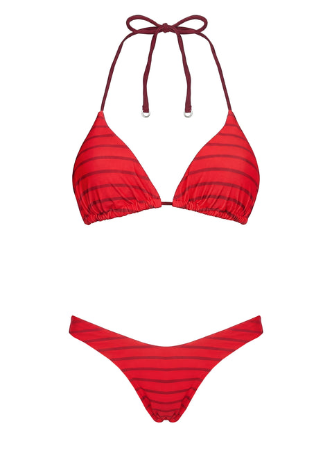 Jenner Reversible Triangle Bikini Top Red Polka